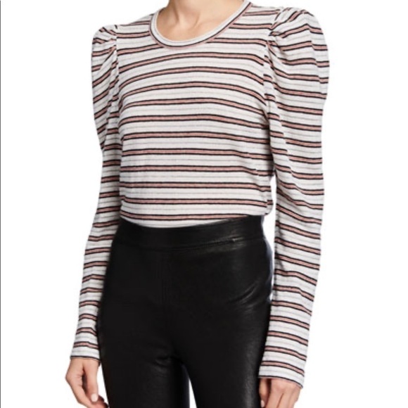 MOA MOA stripes puffed long sleeve top women size S - Picture 1 of 6